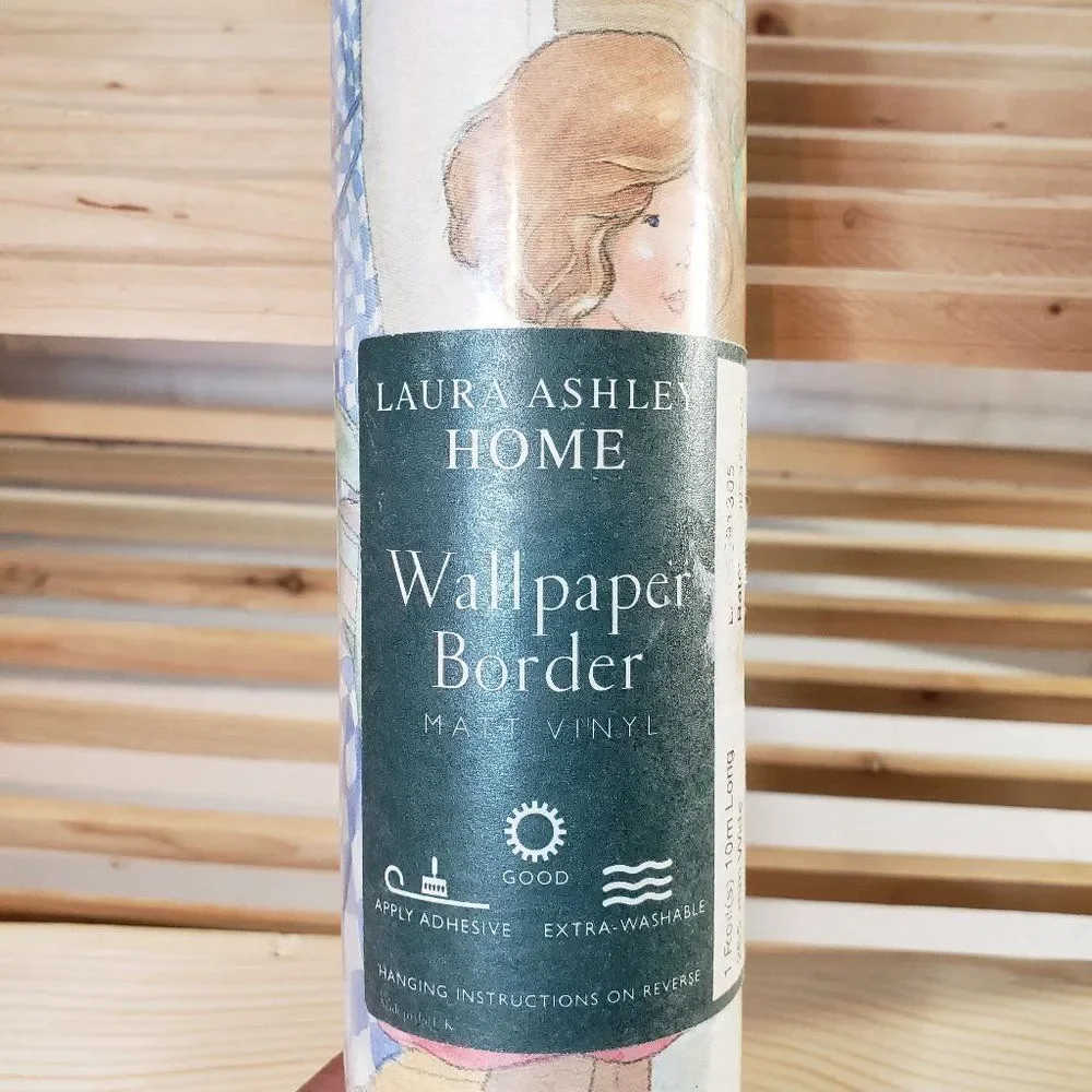 Vintage Laura Ashley Home Polly Put the Kettle On Wallpaper Border Farmhouse